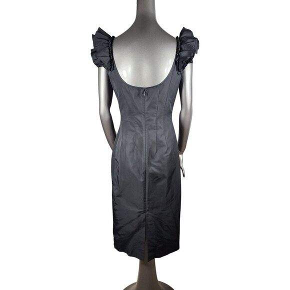 Thomas Wylde Black Dress Plunge Back Flutter Ruffle Sleeve 4 - Picture 4 of 5